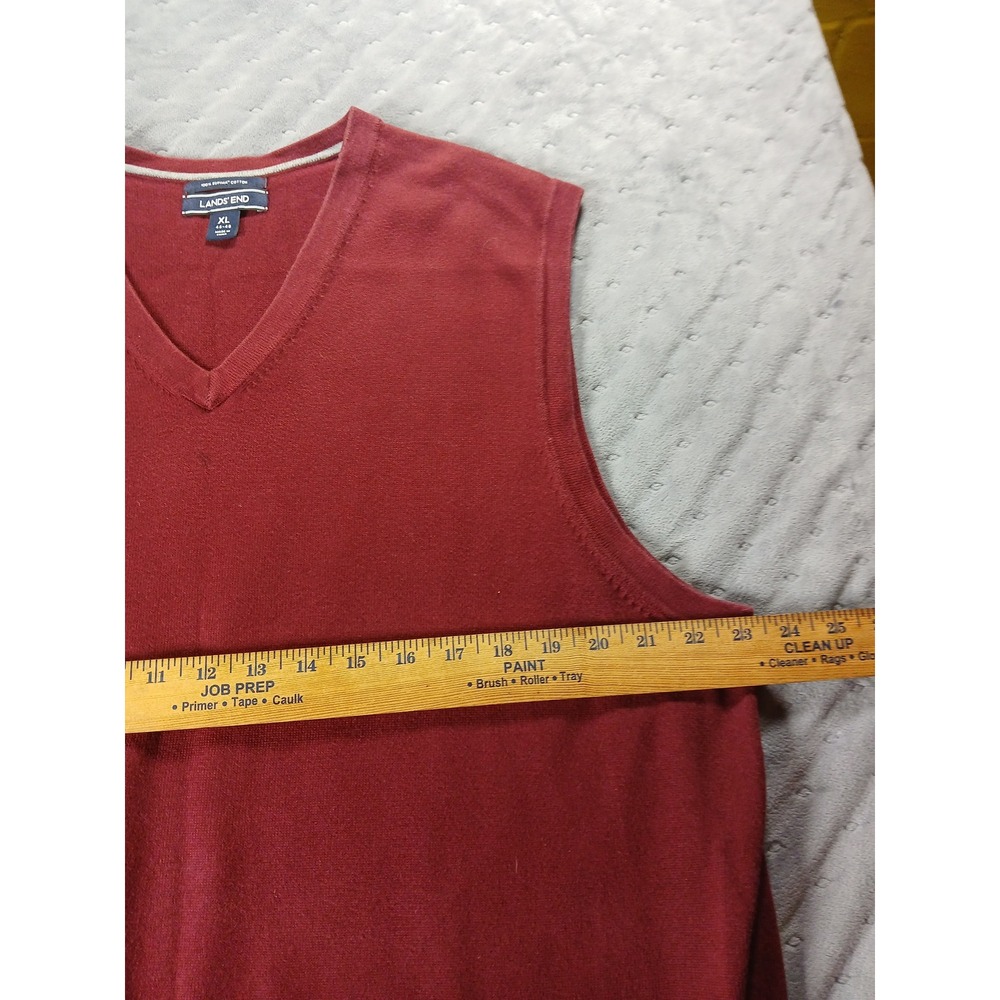 Lands' End Mens XL Supima Cotton V-Neck Sweater Vest Bundle Navy & Red - Picture 3 of 7